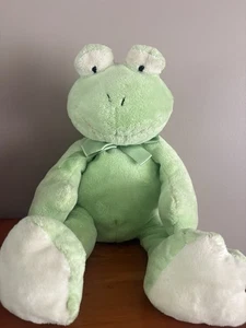 First Impression Macy's Green Plush Frog w/Silk Bow Tie Stuffed Baby Toy HTF - Picture 1 of 6