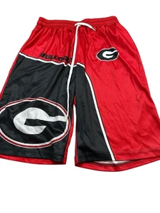 Boys University of Georgia Bulldogs Red Black Drawstring Athletic Shorts - Picture 1 of 4