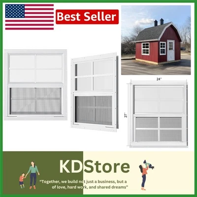 2-Pack White Aluminum Shed & Playhouse Windows with Tempered Glass - Image 1 of 4