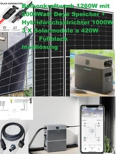 1260W Balkonkraftwerk + 2000W Speicher Deye 1000W Wechselrichter WIFI - Bild 1 von 9