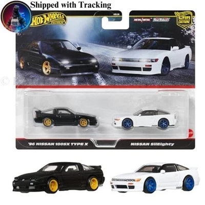 Hot Wheels Premium 2-Pack '96 Nissan 180SX Type X & Nissan SilEighty Diecast - Image 1 of 4