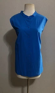 NWT EILEEN FISHER (3X) MANDARIN COLLAR ORGANIC COTTON POPLIN SLEEVELESS SHIRT - Picture 1 of 8