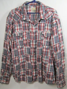 Mens Lucky Brand Plaid Pearl Snap Flannel Shirt Size XXL Casual Outdoor Colorful - Picture 1 of 9