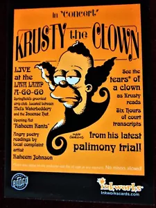 THE SIMPSONS - SIMPSONS MANIA! - Card #S9 - "KRUSTY THE CLOWN" - INKWORKS 2001 - Picture 1 of 2