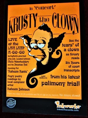 THE SIMPSONS - SIMPSONS MANIA! - Card #S9 - "KRUSTY THE CLOWN" - INKWORKS 2001 - Image 1 of 2