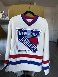 Kith for the New York Rangers V-Neck Lewis Sweater Sanddrift Size XS - Picture 1 of 6
