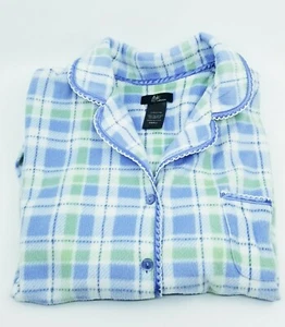 Aria Pajama Top Size S Lavender Green Plaid Flannel PJ Shirt Button Front - Picture 1 of 8