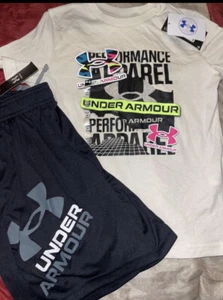 New Boy's Under Armour Outfit -Tee & Shorts Size Medium M -NWT - Picture 1 of 7