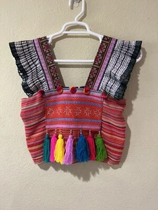 Handwoven In Guatemala Peru Bolivia Modern Crop Top Ethnic Colorful Sz S/M w2 - Picture 1 of 5