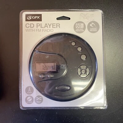 GPX PC332B Portable CD Player Antiskip Protection Fm Radio Stereo Earbuds Black - Image 1 of 2