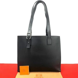 LOEWE Buckle Horizontal Anagram logo Tote Bag leather black 【1day shipping】 - Picture 1 of 9
