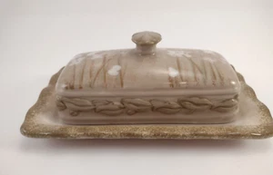 Cheri Blum 222 Fifth Narcissus Ceramic Floral Flower Butter Dish Serving READ - Picture 1 of 14