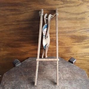 Antique Vintage Wooden Toy Man on Stick Swinging Toy Man Three Stooges Moe ? - Picture 1 of 24