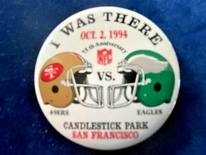 Rare Vtg. 2" SF 49ers vs Eagles 1994 NFL pinback button - Candlestick Park Game