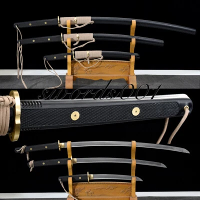 1095 Carbon Steel Sharp Tactical Sword Outdoor Survival Katana Wakizashi Tanto - Image 1 of 4