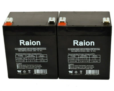 Raion Power 12V 5Ah T2 F2 Battery For C Power CS12-4.5 - 2 Pack - Image 1 of 3