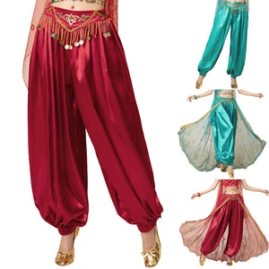 Womens Trousers Indian Costume Fancy Pants Arabic Dancewear Belly Dancing Harem - Picture 1 of 47