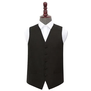 DQT gewebte Blumen Paisley schwarz formelle Herren Hochzeit Weste S-5XL - Bild 1 von 4