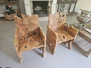 2 Stühle PTMD massiv Wurzelholz Unikate Kolonial Sessel Ausstellungsstücke NEU - Bild 1 von 5