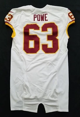 #63 Jerrell Powe of Washington Redskins NFL Game-Issued Road Jersey - 67952 - Image 1 of 4