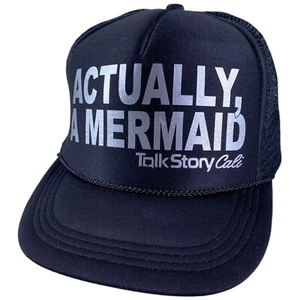 Actually I'm A Mermaid Talk Story Cali Hat Youth Black Mesh Snapback Trucker Cap - Picture 1 of 8
