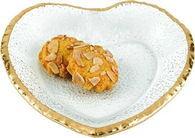 Placa Corazón Borde Dorado Badash 7.5 Hecha a Mano y Boca Soplada Foto 1 de 2