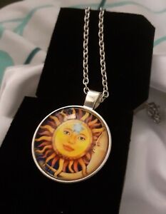 Sun And Moon Pendant Silver Plated 