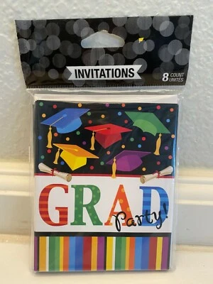 Creative Converting Graduation Party Invitations w/Envelopes 1 package (8 Count) - Image 1 of 4