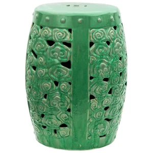 18" Carved Clouds Porcelain Garden Stool - Picture 1 of 5