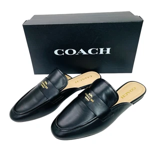 Neu Coach Samie Damen-Leder-Pantolette Größe 8B Sandale Loafer-Stil schwarz - Bild 1 von 9