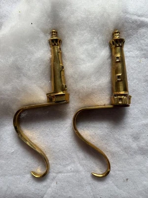 De Colección Soporte Medias Chimenea Colgador 2 FAROS Latón Sólido RARO Foto 1 de 4