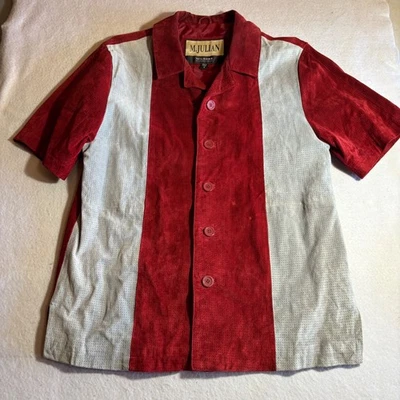 Mens M Julian Wilson's Leather Experts Red White Button Up Shirt S Small Bowling - Image 1 of 4