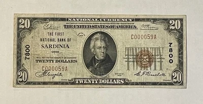 U.S. (Sardinia, OH) - Series of 1929 $20.00 National Currency Banknote - Image 1 of 2
