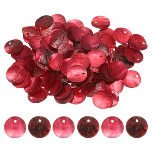 150Pcs 15mm Flat Round Shell Coin Beads, Shell Charm Beads with Hole, Wine Red - Picture 1 of 6