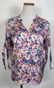 Franch Anthropologie Top Damen Bindeärmel Knopfleiste Blumen Bluse Kunst S - Bild 1 von 9