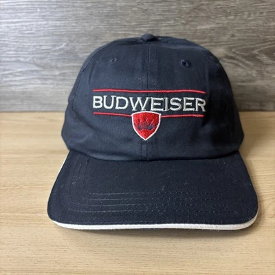 Budweiser Hat Cap Strap Back Blue Red Embroidered Beer Advertising Lightweight - Image 1 of 4