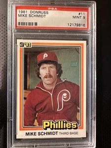 1981 DONRUSS #11 MIKE SCHMIDT PHILLIES HOF PSA 9 - Foto 1 di 2