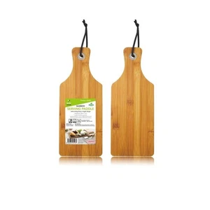Bamboo Serving Paddle Board Hanging Cutting Chopping Cheese Platter Food Tray - Picture 1 of 1