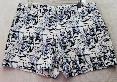 Calvin Klein Short Women Size 8 White Geo Print Cotton Slash Pockets Medium Wash - Image 1 of 4