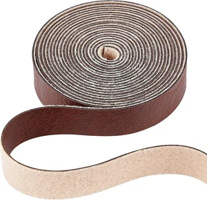 1/2" Wide Faux Grain Buffalo Leather Strips 79" Long Brown Flat Leather Strap 1. - Picture 1 of 12