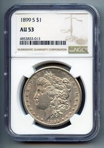 1899 S Morgan Silver Dollar NGC AU 53 - Picture 1 of 4
