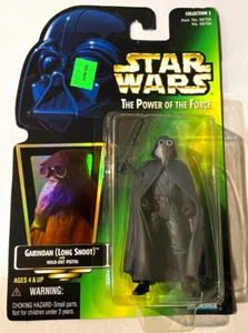 1997 Star Wars Th Power Of The Force Garindan (Long Snoot) Kenner Green Card - Picture 1 of 2