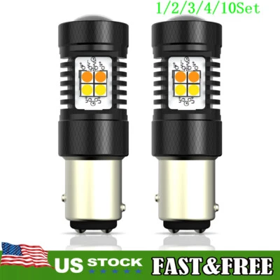 1157 LED Turn Signal Light Bulbs Switchback Amber White Anti Hyper Flash 1~10Set - Image 1 of 4