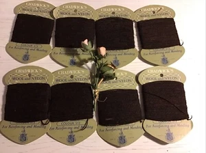8 x Cards Of Vintage Chadwick’s Mending Thread. Dark Brown. Ref 513. 85% Wool - Picture 1 of 4