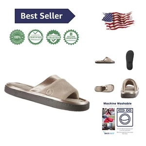 Breathable Satin Trimmed Wide Width Microterry Slippers - Open Toe Design - Picture 1 of 8