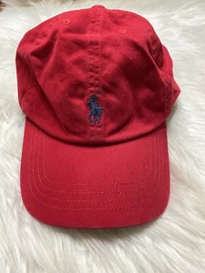 Polo Ralph Lauren Hat Red Blue Pony Strap Back Logo Baseball Cap Youth Size 8-20 - Picture 1 of 9