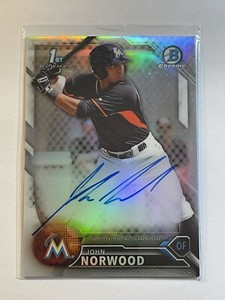 John Norwood 2016 Bowman Chrome Refractor Auto /499 Marlins Prospect Rookie