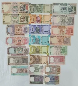 INDIA, Lote de 23 billetes, todas las diferentes emisiones en UNC - Imagen 1 de 2