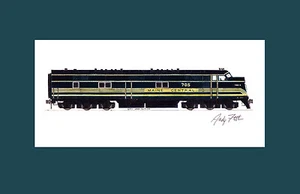 Maine Central E7 11""x17"" estampado enmarañado firmado por Andy Fletcher - Imagen 1 de 1