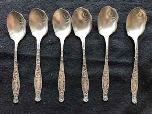 6 cucharas de helado vintage de plata esterlina con toallas flores arte victoriano - Imagen 1 de 8